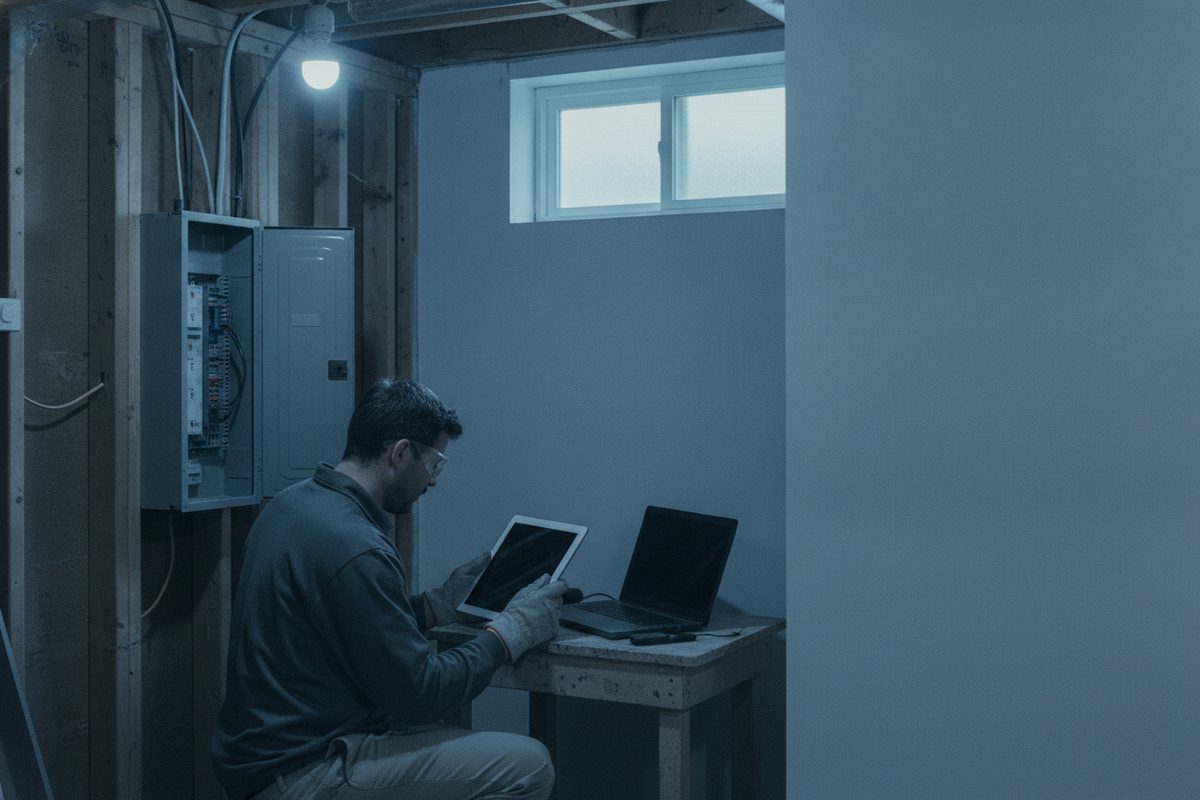 Homeowner looking through an electrician website for the service they need
